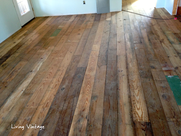 The antique reclaimed flooring we sold has been installed! - Isn't it wonderful?!!!? Living Vintage