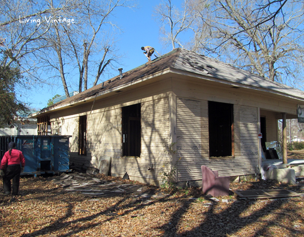 removing many layers of shingles from the roof - Living Vintage