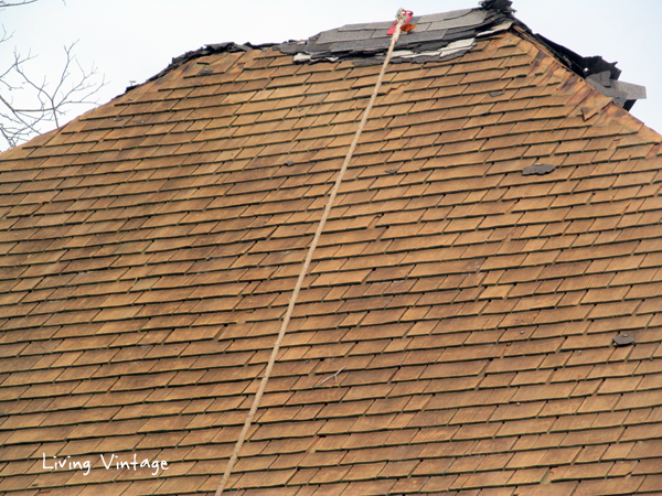 original shake roofing shingles discovered under 5 additional layers - Living Vintage