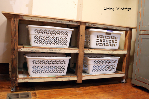 New Laundry Room Cabinets Built Using Reclaimed Wood - Living Vintage