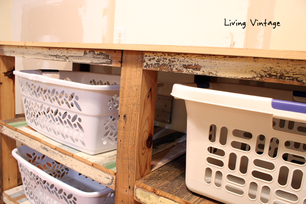 New Laundry Room Cabinets Built Using Reclaimed Wood - Living Vintage