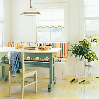 a sunny and cheerful banquette - Friday Favorites - Living Vintage