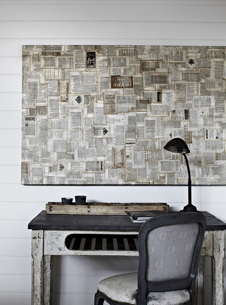 piece of art featuring old book pages - Friday Favorites - Living Vintage
