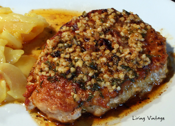 Pork Chops with Browned Garlic Butter Sauce - Living Vintage