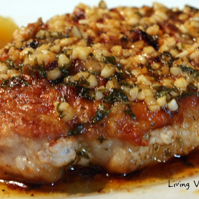 Pork Chops with Browned Garlic Butter Sauce + A Cookbook Giveaway