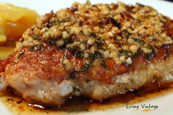 Pork Chops with Browned Garlic Butter Sauce - Living Vintage