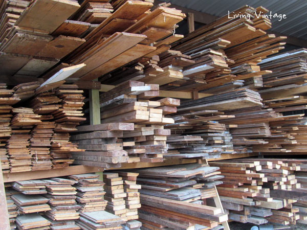 close-up of lumber in barn