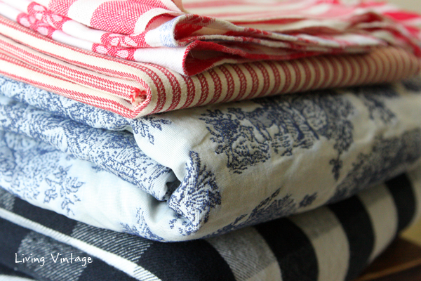 The pretty fabrics that will soon become pillows.