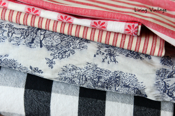 The pretty fabrics that will soon become pillows.