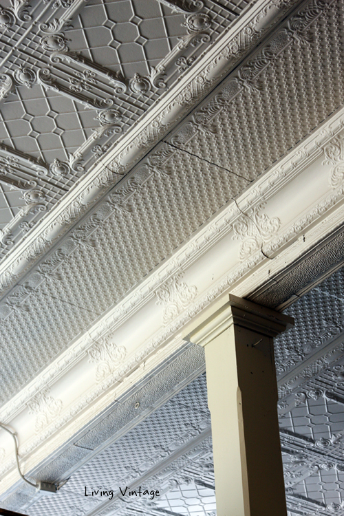 a gorgeous tin ceiling in an antique mall in Jefferson, TX