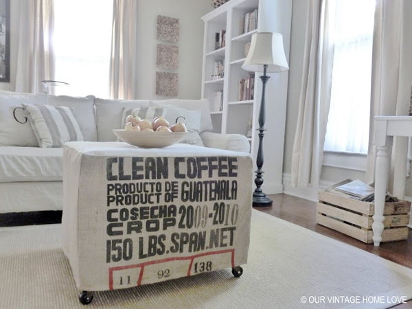 another sewing idea (a slipcovered coffee table) - one of 8 picks for this week's Friday Favorites - Living Vintage