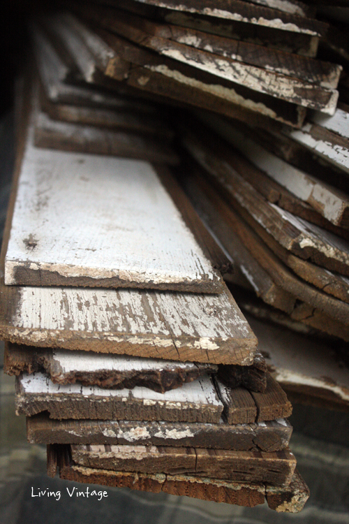 cleaned, reclaimed clapboard siding with its gorgeous chippy white paint