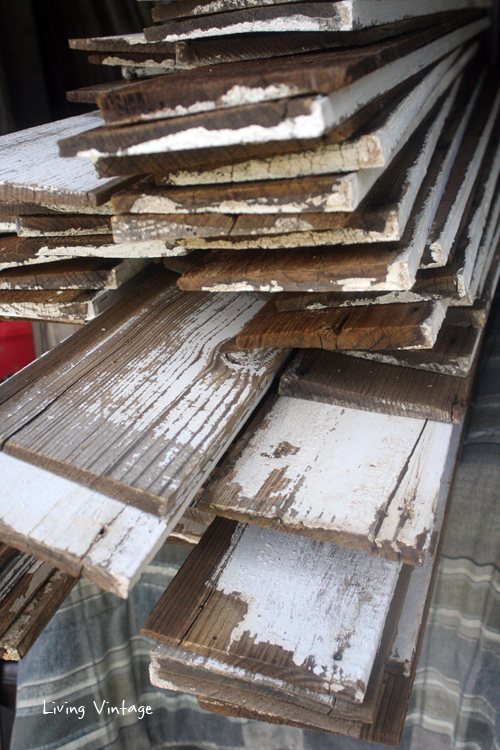 cleaned, reclaimed clapboard siding with its gorgeous chippy white paint