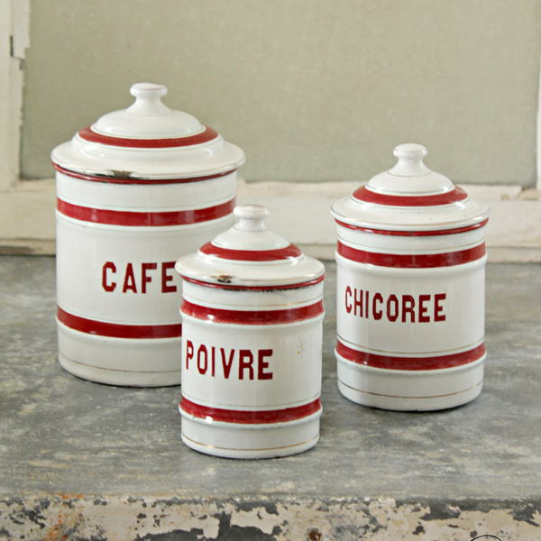 red and white french enamelware canisters - one of 8 picks for this week's Friday Favorites