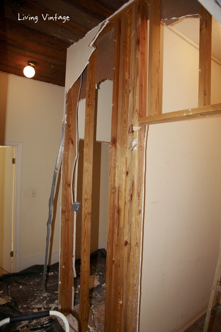 We tore down the two closets on the right.  The third closet on the left (not pictured) is used to store our water heater and freezer.