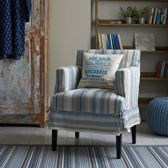 a pretty blue striped armchair- one of 8 picks for this week's Friday Favorites