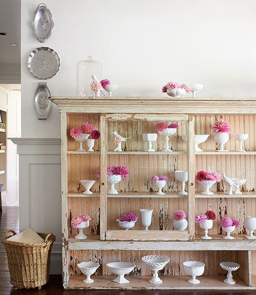 a pretty pink cabinet and a milk glass collection - one of 8 picks for this week's Friday Favorites