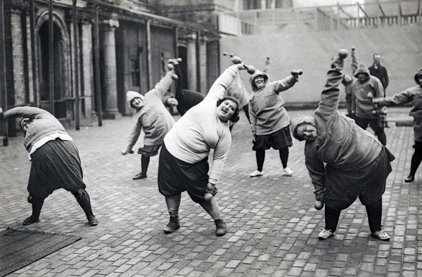 Women undergoing slimming course in New York, 1920s