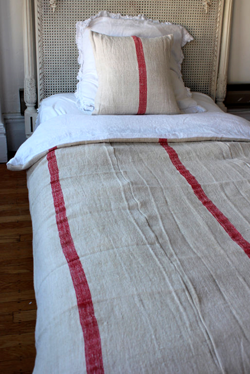 duvet cover made using vintage linens