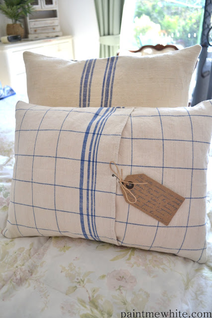 pillows made with antique linen