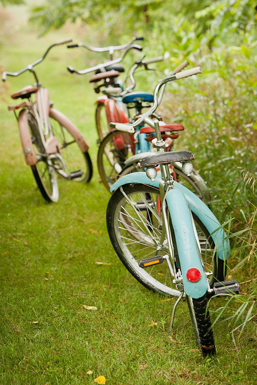 a lineup of vintage bikes - one of 8 picks for this week's Friday Favorites