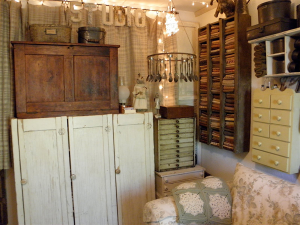 wonderful vintage storage in an enviable craft room - one of 8 picks for this week's Friday Favorites