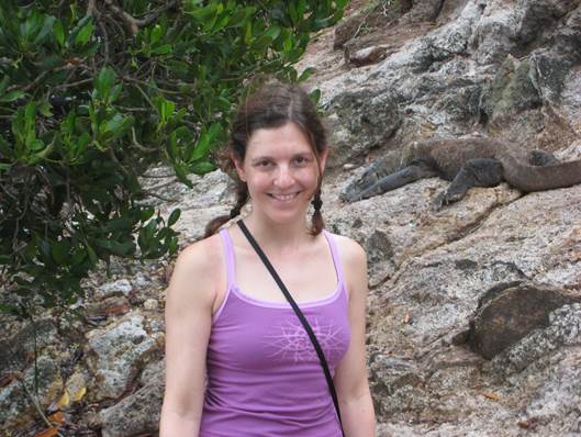 Jennifer on location in Indonesia on a story on Komodo dragons -- see it in the background