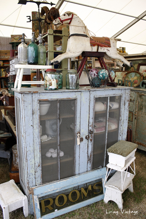 a blue cabinet and horse - LOVE