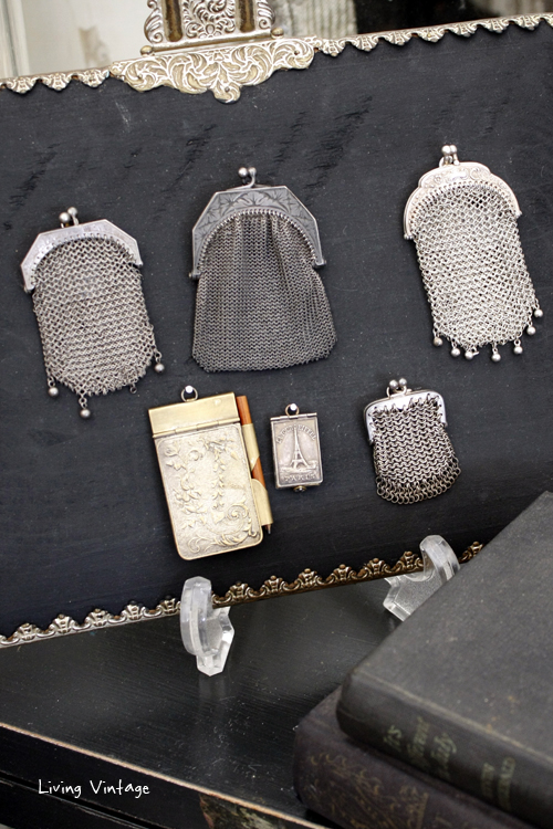 a collection of Victorian mesh purses in Two Sisters Antiques booth