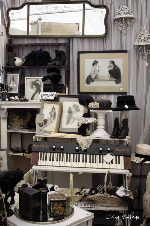 antique black and white Victoria collectibles in Two Sisters Antiques booth