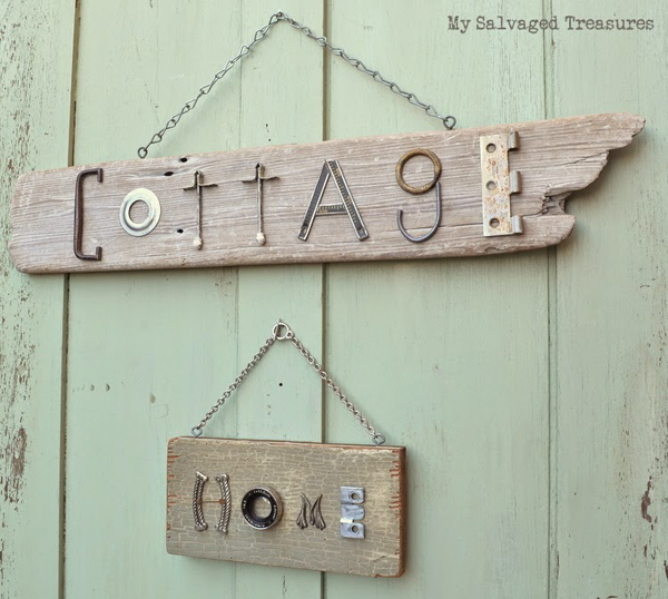 signs made with salvaged junk - one of 8 picks for this week's Friday Favorites
