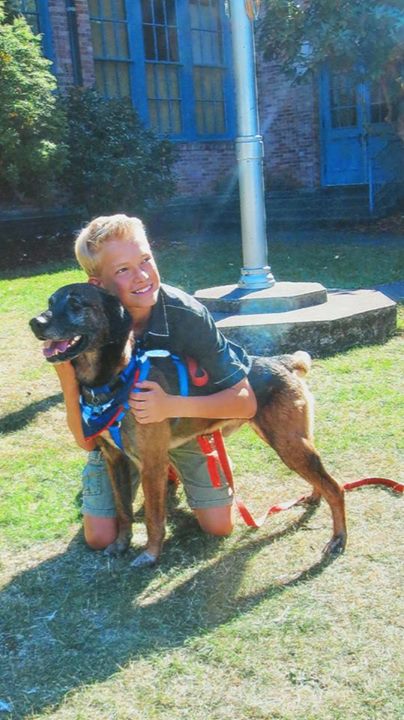 Shannon's son was briefly pulled out of school to meet Scraps for the very first time