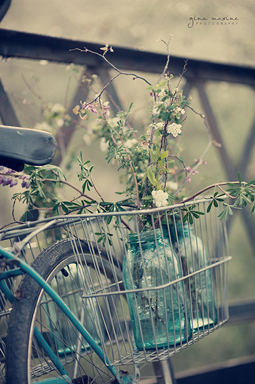 a beautiful still life of a bike, spring flowers and mason jars - one of 8 picks for this week's Friday Favorites
