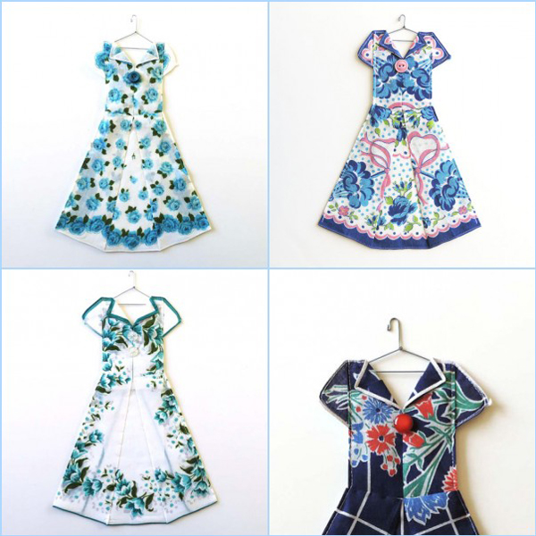 adorable miniature dresses handmade with vintage hankies and buttons - one of 8 picks for this week's Friday Favorites