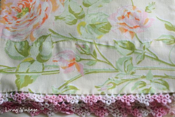 a pretty, floral pillowcase with crocheted edging