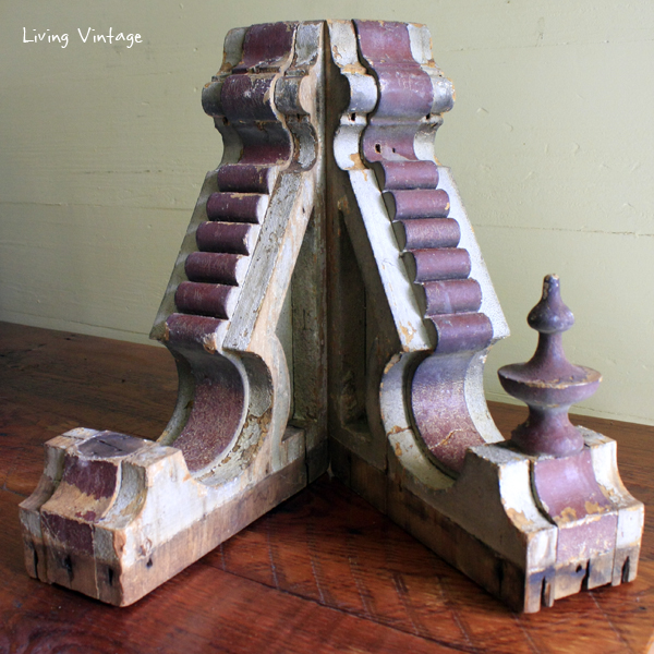 a pair of beautiful antique corbels