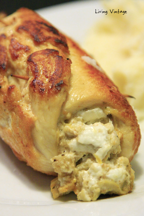 Chicken Breasts Stuffed with Artichokes, Lemon, and Goat Cheese | Living Vintage