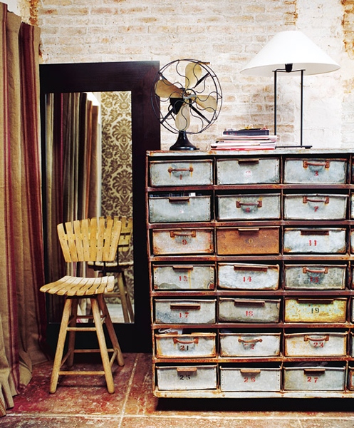 a wonderful industrial drawer unit used for storage - one of 8 picks for this week's Friday Favorites