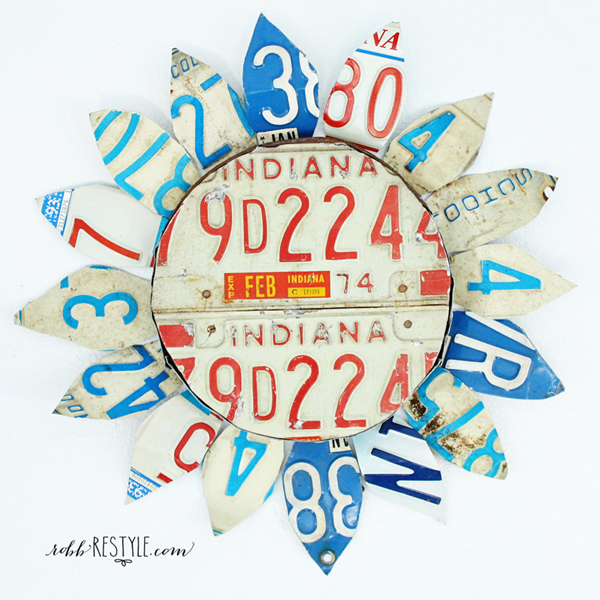 upcycled license plate flowers - one of 8 picks for this week's Friday Favorites