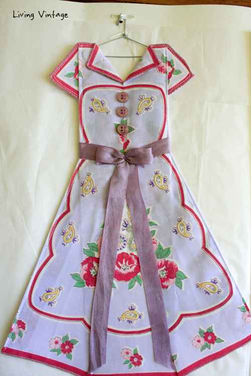 an adorable miniature dress made with a vintage hanky! --- Living Vintage