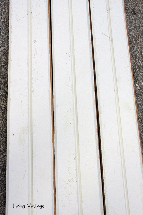 FOR SALE:  275 square feet of off-white V-groove boards.   So pretty on a wall or ceiling!