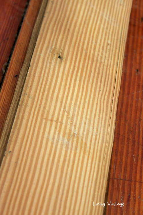 the straight grain of 380 square feet of quarter-sawn longleaf pine flooring we have for sale!