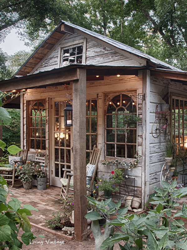 Jenny's adorable garden shed made with reclaimed building materials | Living Vintage
