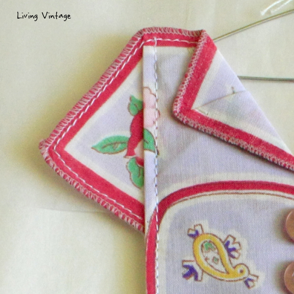 the incredible intricate detail of an adorable miniature dress made with a vintage hanky! --- Living Vintage