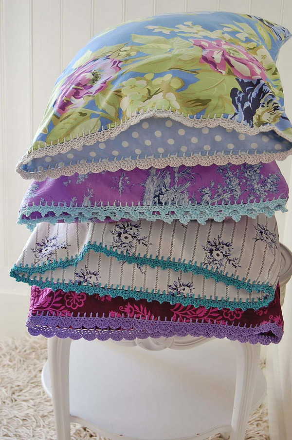 pretty pillows with crocheted trim - one of 8 picks for this week's Friday Favorites