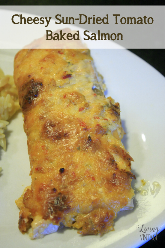 Cheesy Sun-Dried Tomato Baked Salmon - you'll love the dip AND the salmon recipe