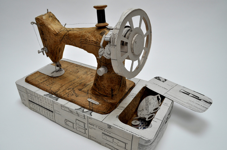 a wonderful sewing machine replica made completely of paper - one of my 12 picks for Rock. Paper. Scissors