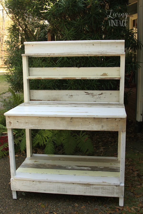 Reclaimed Trim Transformed Into a Potting Bench