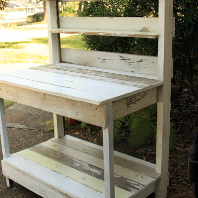 Reclaimed Trim Transformed Into a Potting Bench
