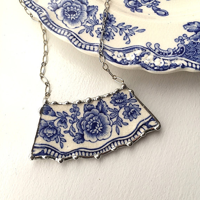 one of Dishfunctional Designs' lovely jewelry pieces made with broken china - one of 8 picks for this week's Friday Favorites